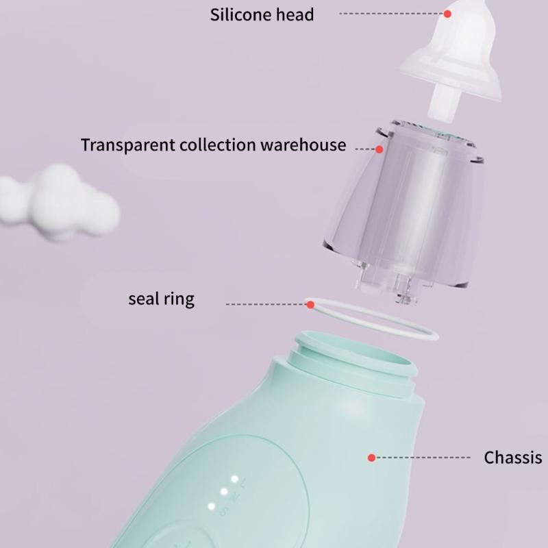 Automatic Nose Cleaner with 2 Suction Head Electric Nasal Aspirator Rechargeable Nose Aspirator Toddler Nasal Extractor