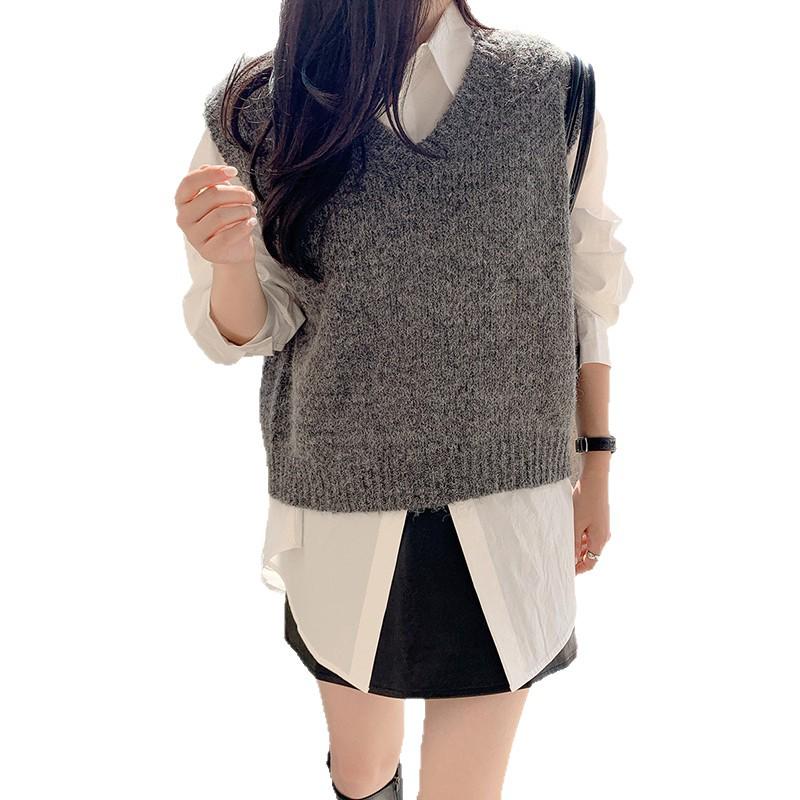 Women's Casual White Cotton Long-Sleeve Shirt - Korean Style, Medium-Length