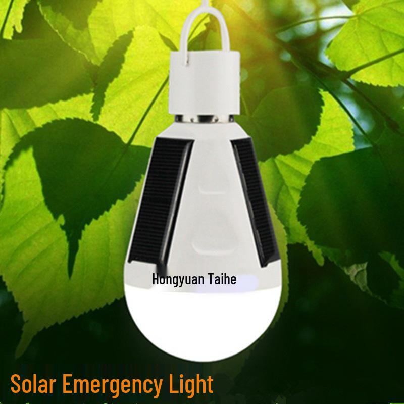 LED Solar Emergency Outdoor Light Bulb for Night Markets & Street Stalls—Low-Carbon Charging Lamp