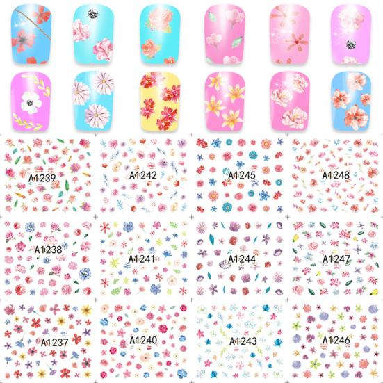 Nálepka na nehty s 12 listy s tištěným vzorem Vodotěsná Nálepka na nehty pro ženy s více styly pro krásu