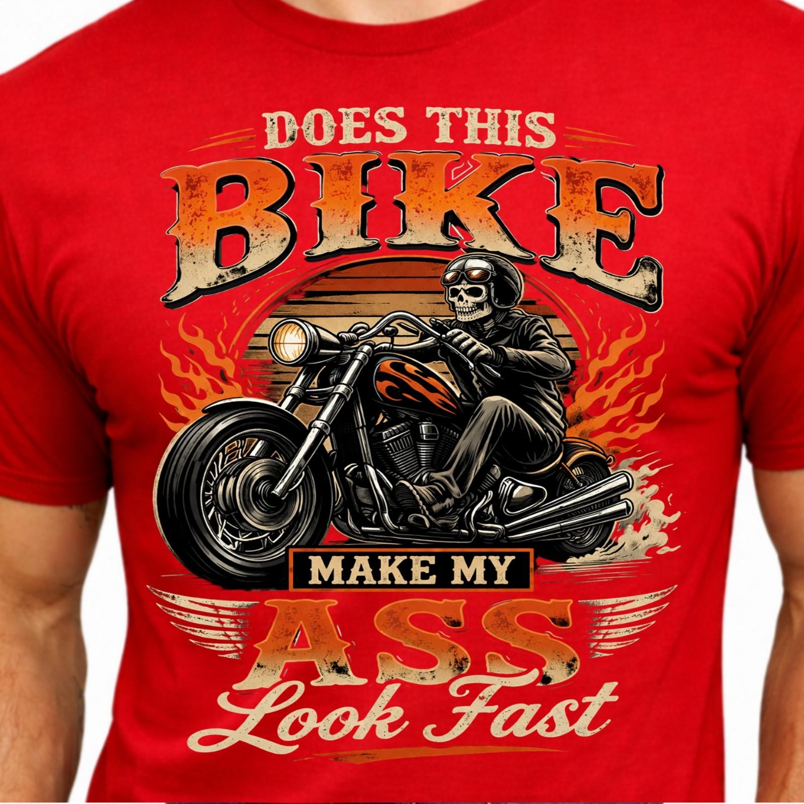 Skull Biker Graphic Motorcycle Funny Chopper Rider Make My Bike Look Fast Tee. S