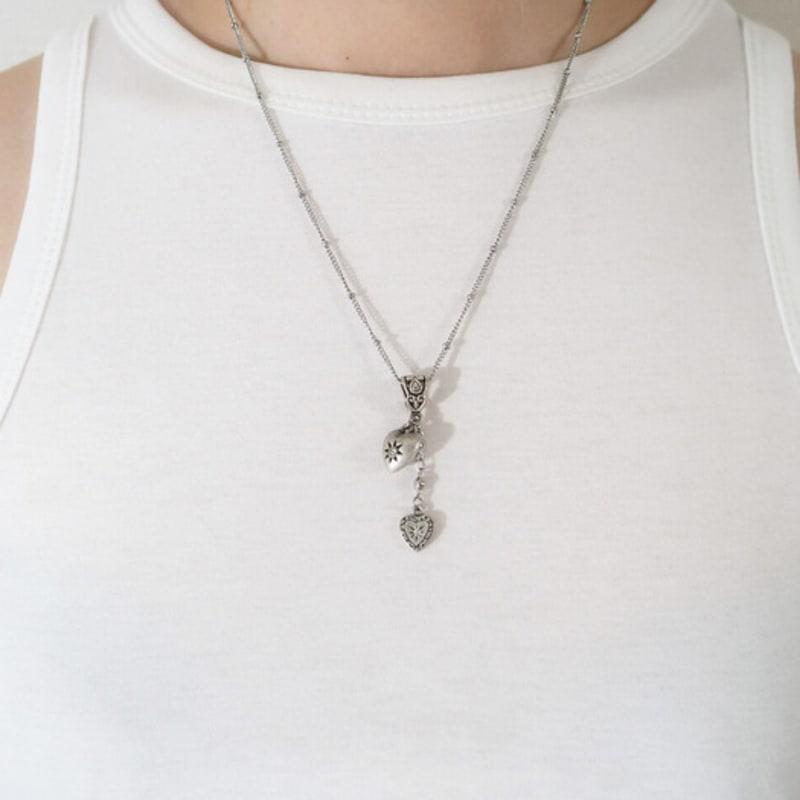821WEBSERVICE vintage two heart necklace
