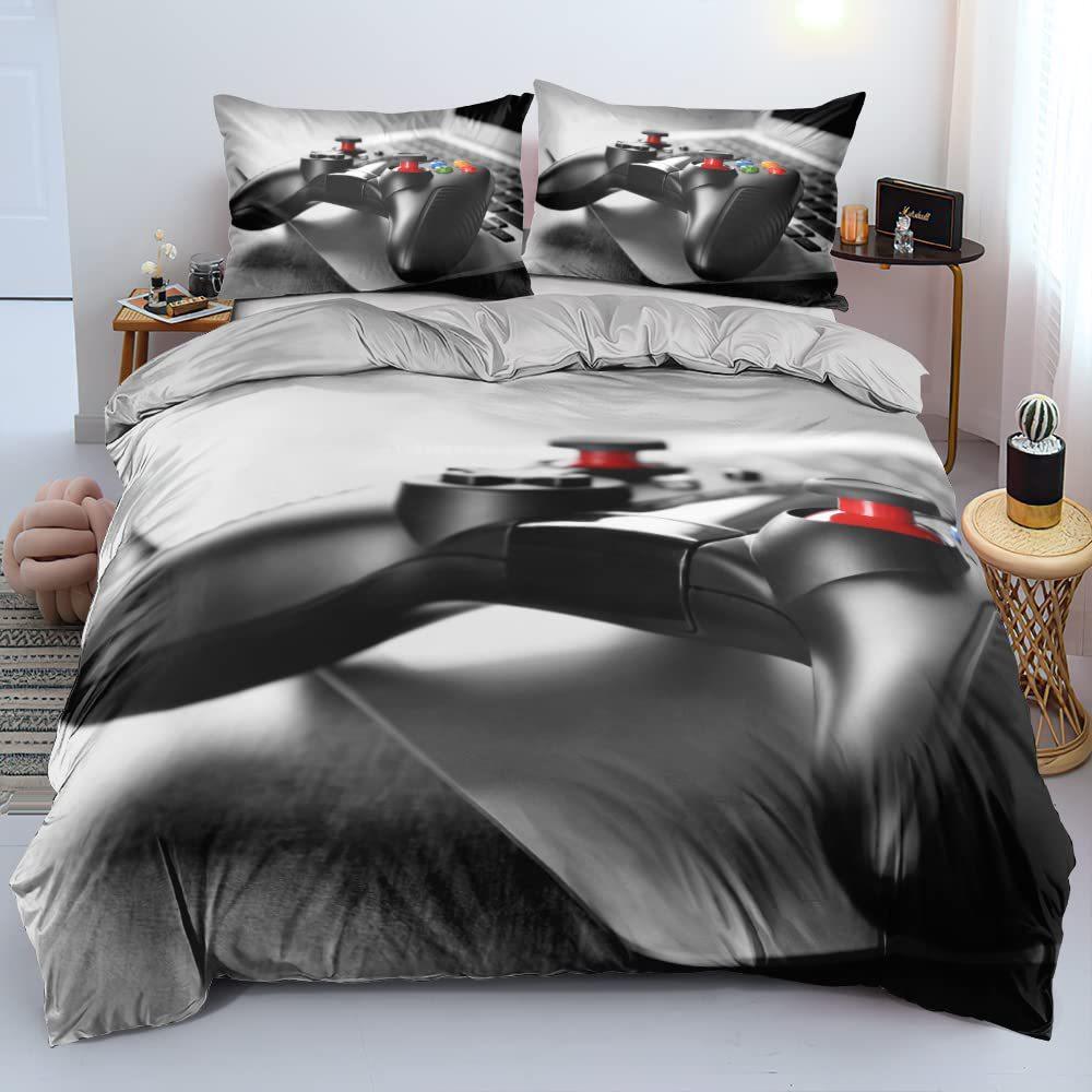 Black Game Handle Three-Piece Quilt Cover 3D Digital Printing Bedding Set Bed Cover