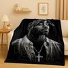 3D Rap Tupac 2pac Hip-Hop Music Rapper Catnap Flannel Blanket,Soft Plush Throw for Home Bedroom Bed Sofa Cover Kid Gift Picnic