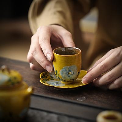 Hand-painted Camellia Ceramic Teacup Coaster Single Cup Underglaze Color Master Cup Chinese-style Household Tea Tasting Cup