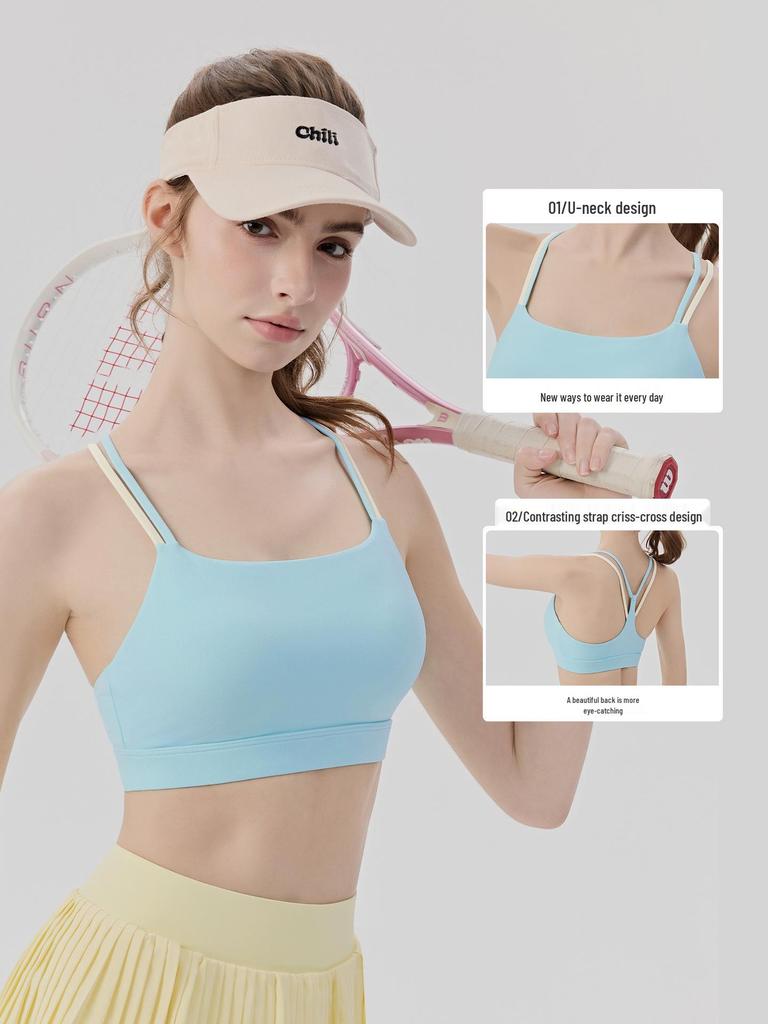 Women's Moisture-Wicking Sports Bra with Padded Straps - Quick-Drying Fitness Tank for Yoga, Pilates, and Tennis