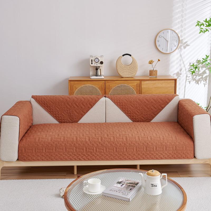 Modern Simple Sofa Cushion, Pure Cotton, Universal Fabric for All Seasons, Non-slip Leather Sofa Cover, Straight Row Sofa Seat Cushion