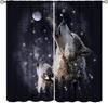 Wolf Curtains,Howling Wolf Aurora Nature Scenery Drapes for Boy Girls Bedroom Living Room Kitchen Window Treatment 2 Panels Set