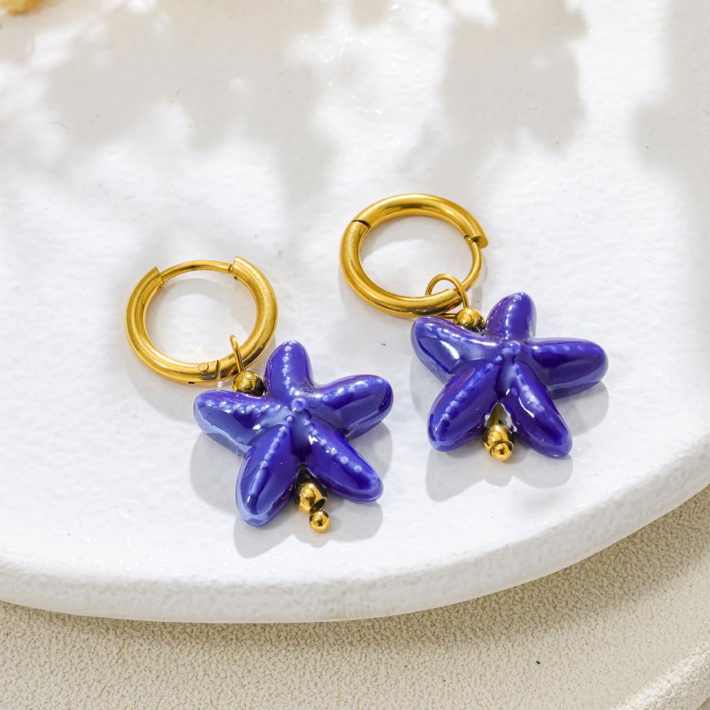 Fashion Popular Ocean Beach Wind Starfish Hidden Buckle Earrings Jewelry Exquisite Niche Sense Versatile