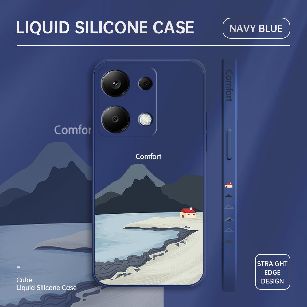 

Чехол для телефона с мультяшным красочным узором, квадратный, жидкий, силикон, TPU, полное покрытие камеры, противоударный защитный чехол для Xiaomi Redmi iPhone Redmi K60 темно-синий