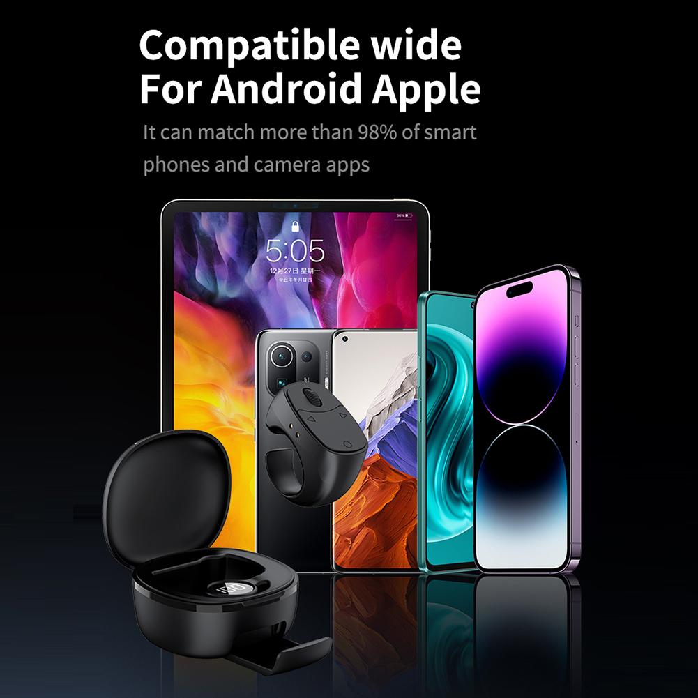 Fingertip Remote Control Bluetooth-Compatible 5.3 Scrolling Ring Multi-Function Selfie Button Digital Display for Smartphones