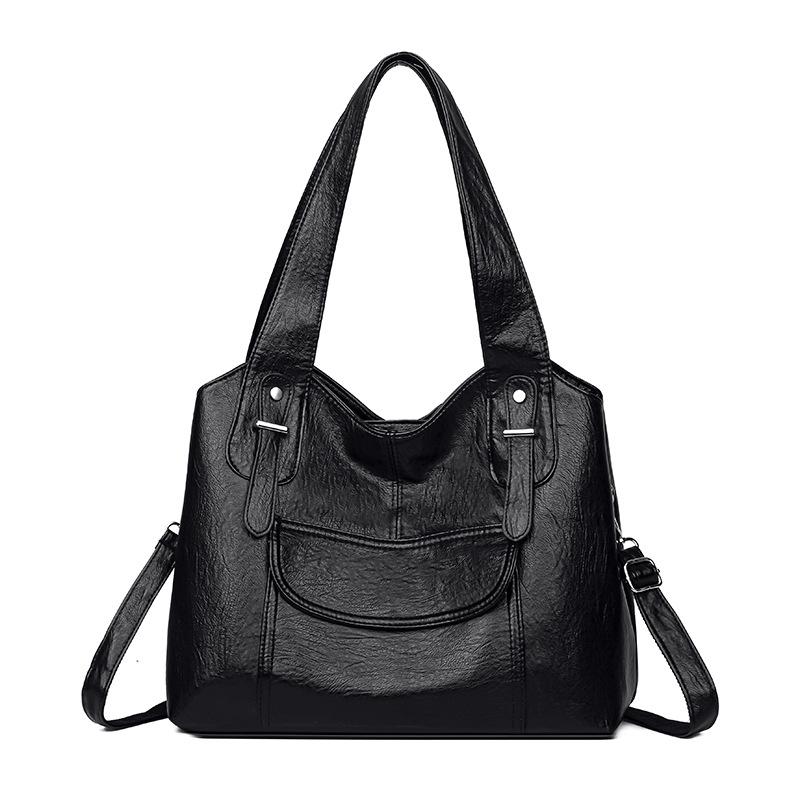 New retro large-capacity portable shoulder bag trendy soft leather texture bag messenger bag fashionable