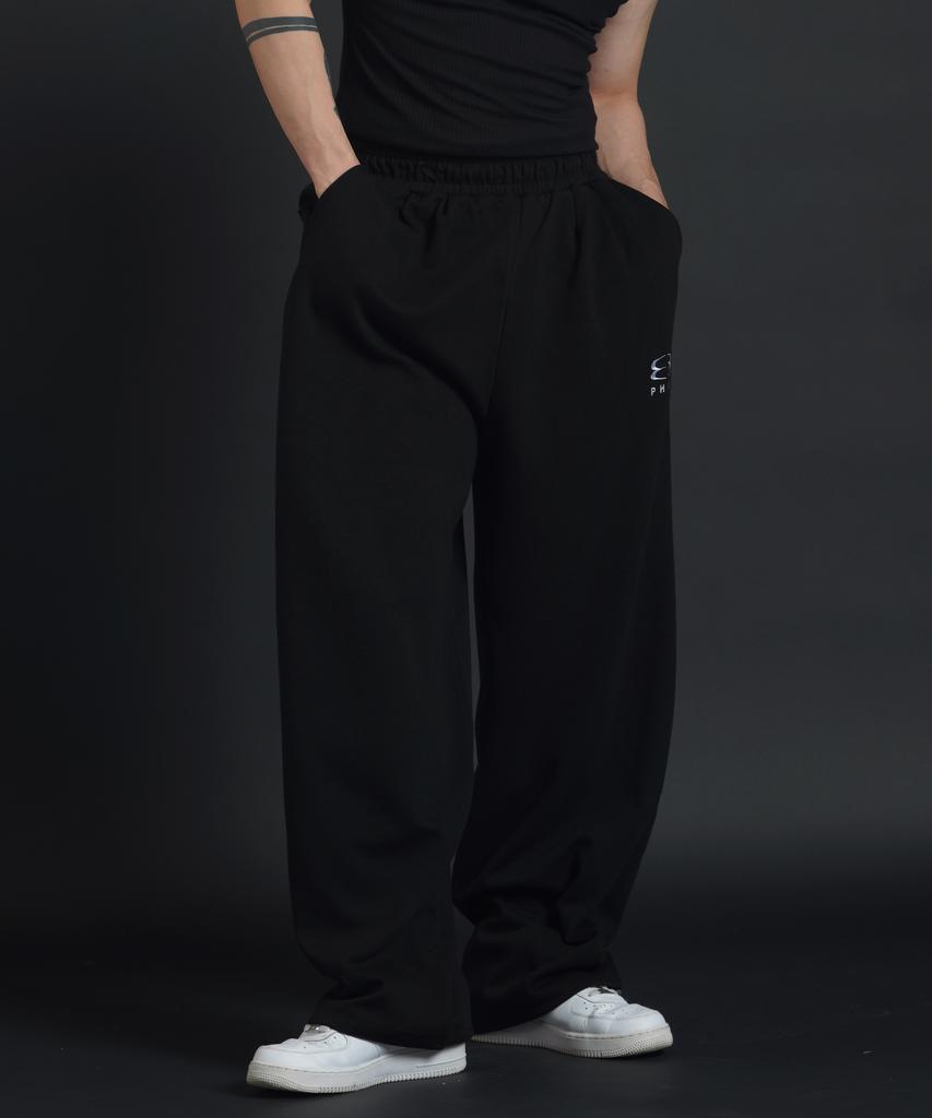 PHERMENON Oversized Wide String Jogger Pants - Black