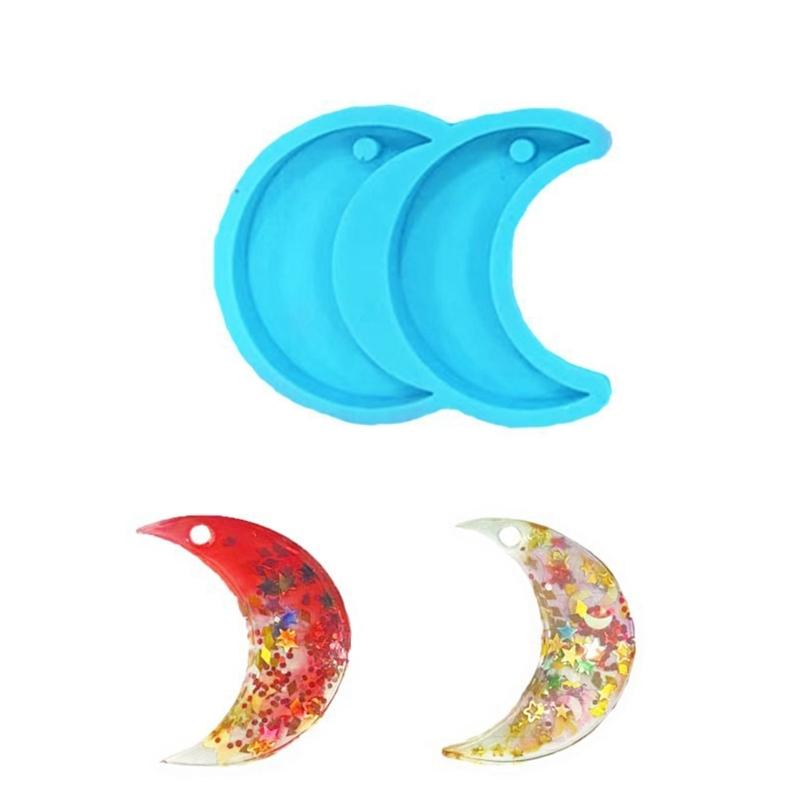 Moon Pentagram Round Earring Silicone Mold Suitable for Epoxy Resin Diy Craft Backpacks Pendant Ornament Jewelry Making