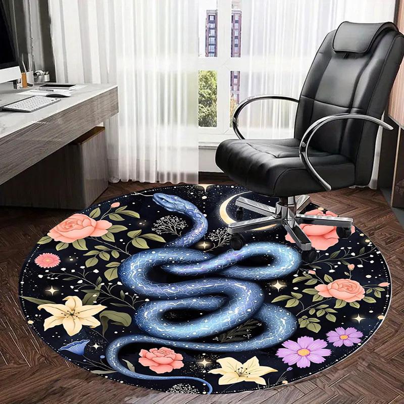 1 Stück Büro Teppich Stuhlmatten Verzauberter Blumenschlangen Nachthimmel Perfekt zum Dekorieren von Bürostühlen, Wohnzimmern oder Schlafzimmern