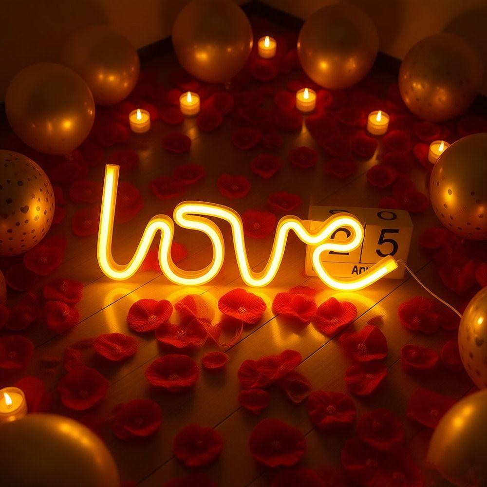 LED Atmosphere Light Love Shape Light Battery Powered Wall Lamp Valentine's Day Gifts