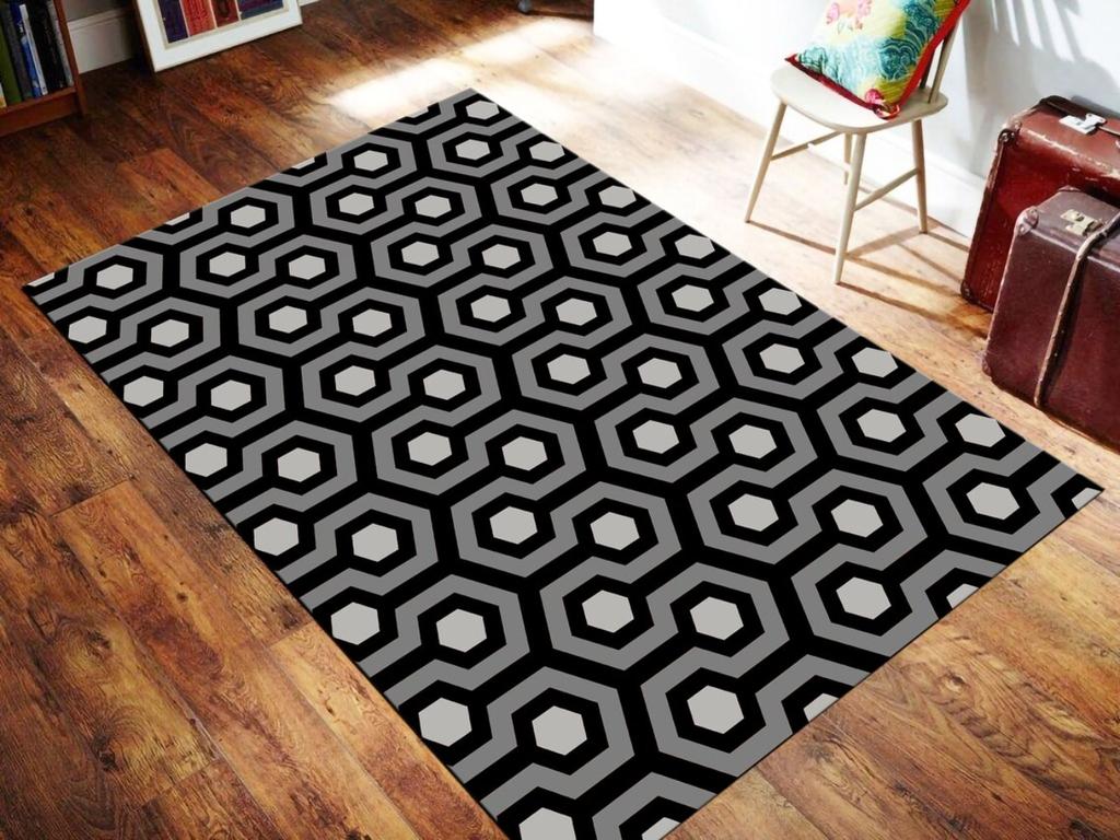 Modern Geometric Print Carpet The Shining Honey Rug Large Area Rug for Living Room Bedroom Decor Rug Non-Slip Washable Floor Mat