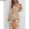 MODIQUE 2025 Summer Plus Size New Women's Sexy Casual Floral Printing Slip Sleeve Cover Long Dress Ladies A-Line Hot V-Neck Dress