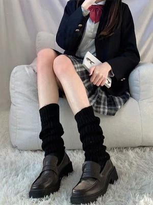 Knitted JK Socks and Socks White Calf Sock Covers, Spliced Leg Covers Stacked Socks Women Trendy Long Tube Pile Socks