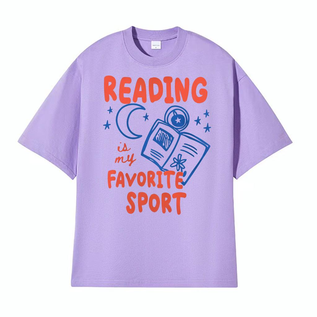 Reading Is My Favorite Sport Funny Graphic T Shirt Unisex Women Fashion High Quality Tshirts Oversized Vintage 100 Cotton TShirt