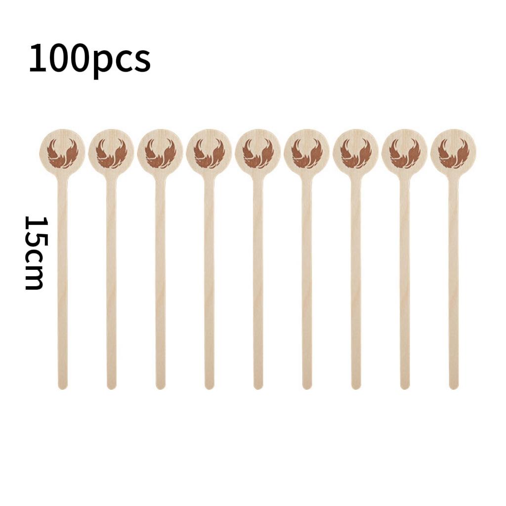 100pcs Wooden Coffee Stirrers With Round End Coffee Stirrer Sticks Eagle Pattern Disposable  Cold Drinking Stir Popsicle