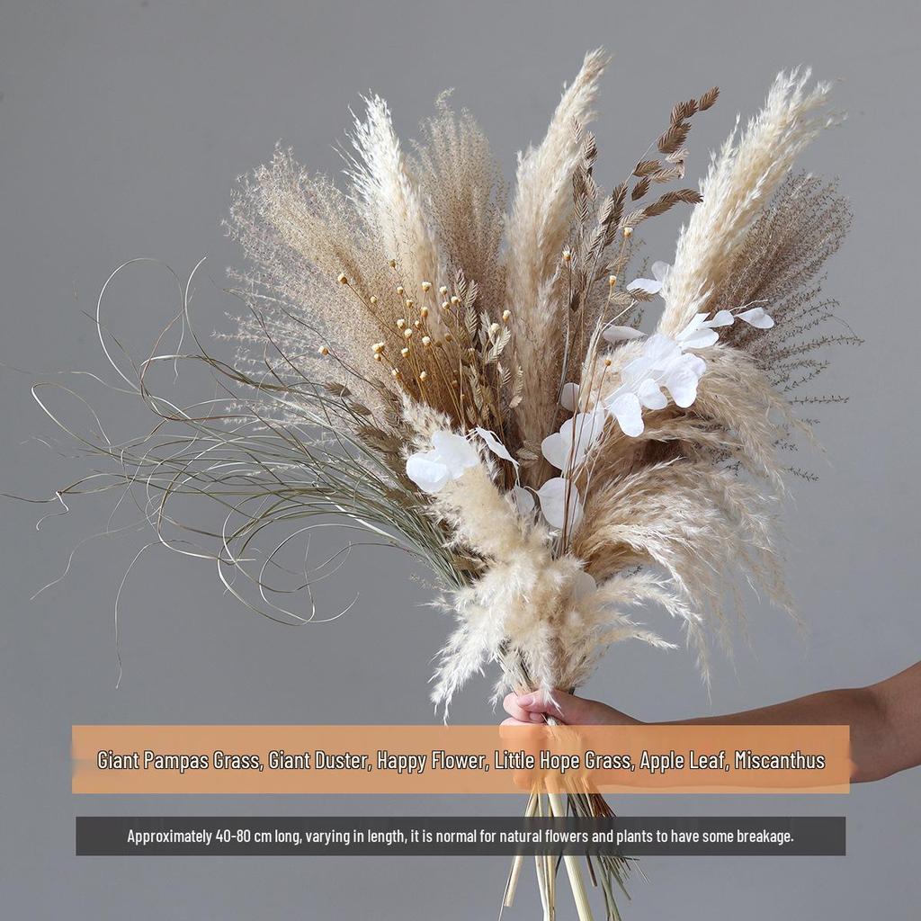 Wabi-sabi Dried Flower Arrangement: Reed, Pine Cones, Cotton, Wheat, Poppy Bouquet