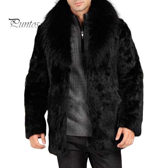 

Мужская верхняя одежда из искусственного меха, однотонная флисовая куртка с меховым воротником и лацканами, утолщенное ветрозащитное зимнее пальто S чёрный