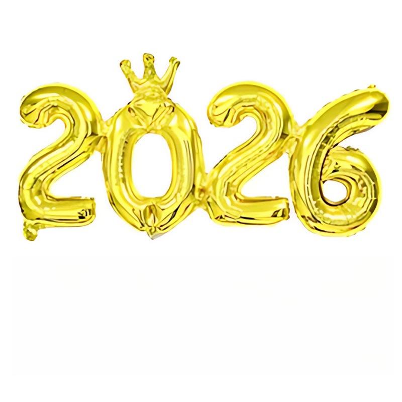 Crown 2026 Number Aluminum Foil Balloon - For Christmas & New Year Decorations, Festive Party Supplies, Christmas Decorations