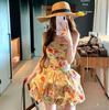 Flora French Fishbone Tub Top Set Women's Summer Spice Girls Vacation Fluffy Skirt Two-piece Set