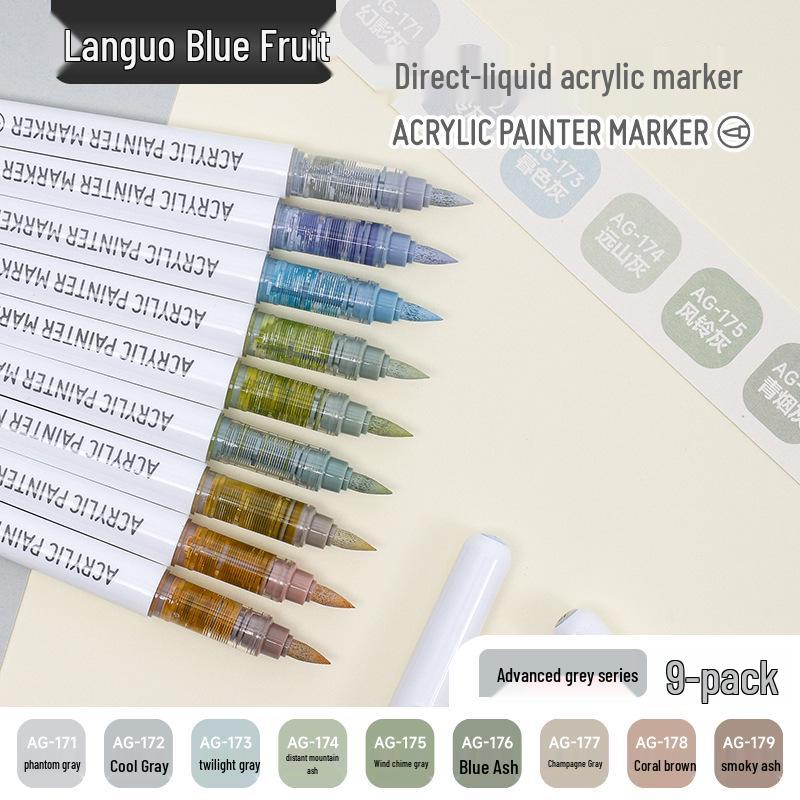 Blue Fruit Liquid Acrylic Brush Markers - Student Art Set