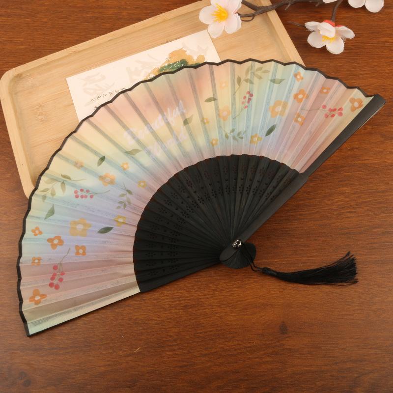 *1Pcs Chinese Style Butterfly Floral Folding Fan Hand Held Fan Tassel Wedding Dance Summer Decor