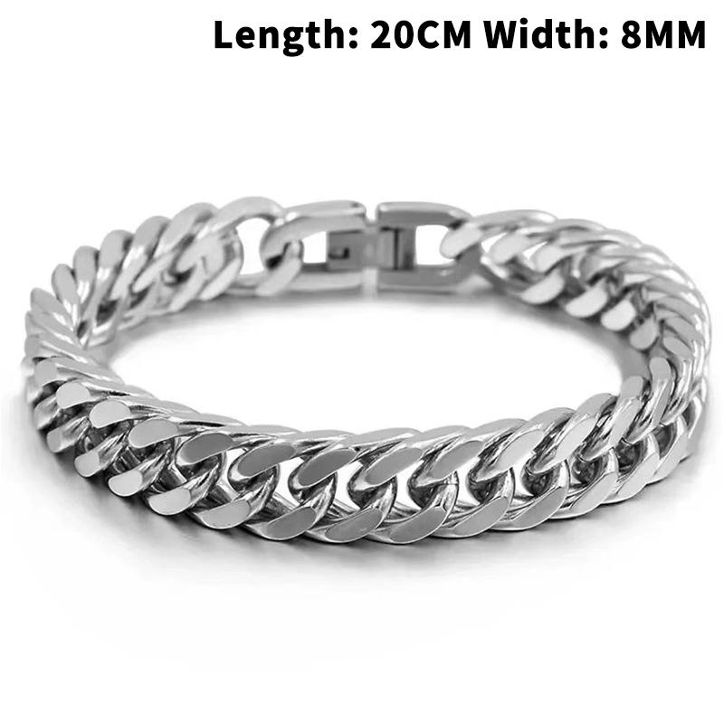 18/19/20/21Mm Width Stainless Steel Cuban Chain Bracelets For Men Silver Color Fashion Hip Hop Male Boy