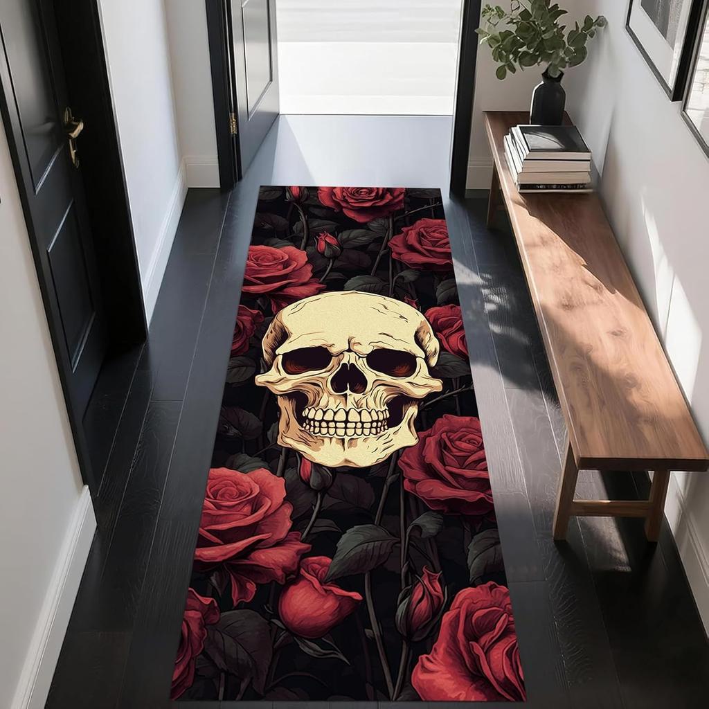 Sun and Moon Runner Rug, Boho Moon Phase Celestial Night Sky Witchcraft Sun Moon Gothic Area Rugs, Meditation Floor Mat