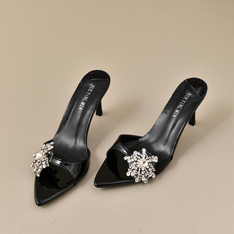 Women High Heels Slippers Crystal Pointed Toe Sandals Shoes Brand 2025 Trend Sexy Open Toe Pumps Summer Casual Sandalias Mujer