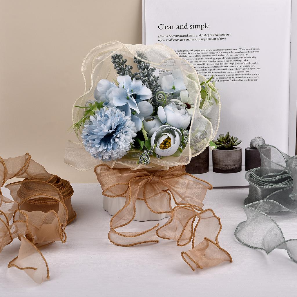 2,2 m oder 10 m/Rolle Chiffonseidenband Organza Satin für DIY Basteln Geschenkverpackung Dekoration Hochzeitssträuße Kranz Nähzubehör