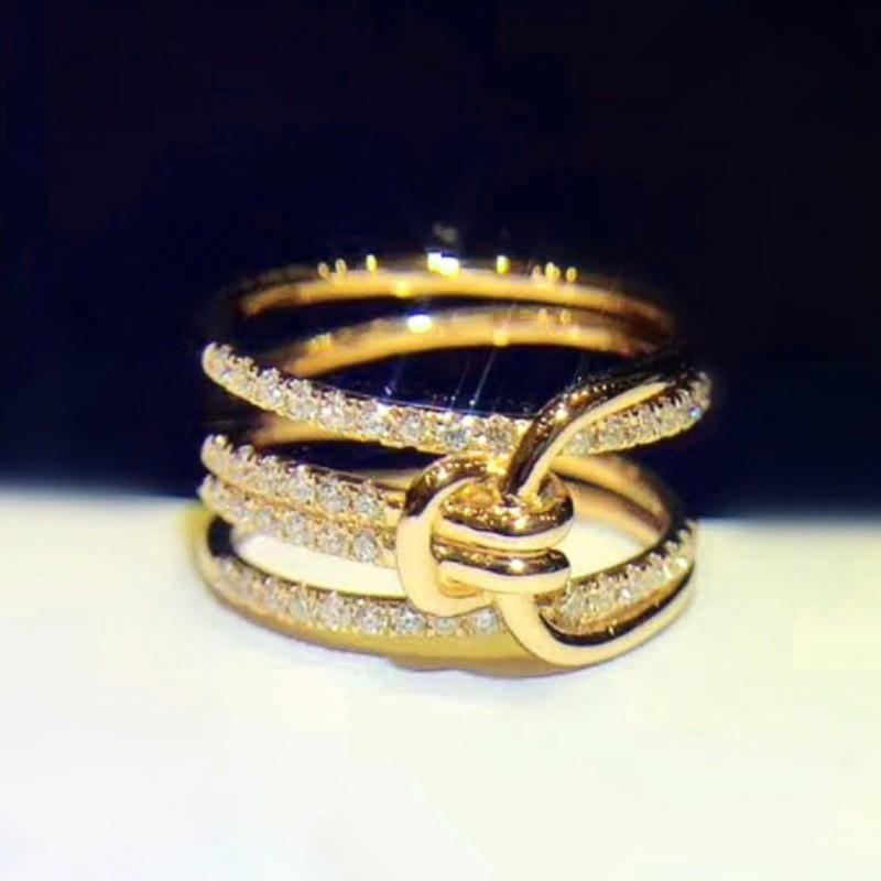 

Кольца золотого цвета Huitan New Cross Design для женщин, роскошные обручальные кольца с искрящимся кубическим цирконием, ювелирные изделия для вечеринок 9