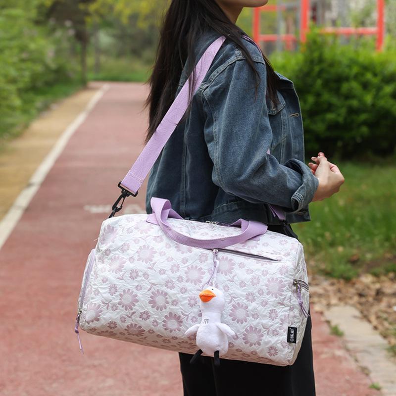 Small and Fresh Casual Contrasting Ribbon Shoe Storage Handheld Travel Bag Dry Wet Separation Multi-pocket Classification Fitness Bag