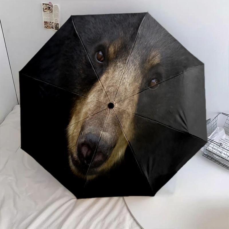 1PC Black Bears Automatic Umbrella - Suitable Travel Outdoor Portable Umbrella Birthday Gift Daily Essentials