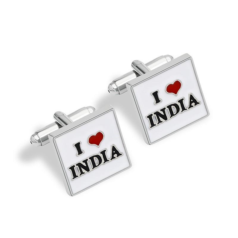 New Paint Cufflinks I Love INDIA French Shirt