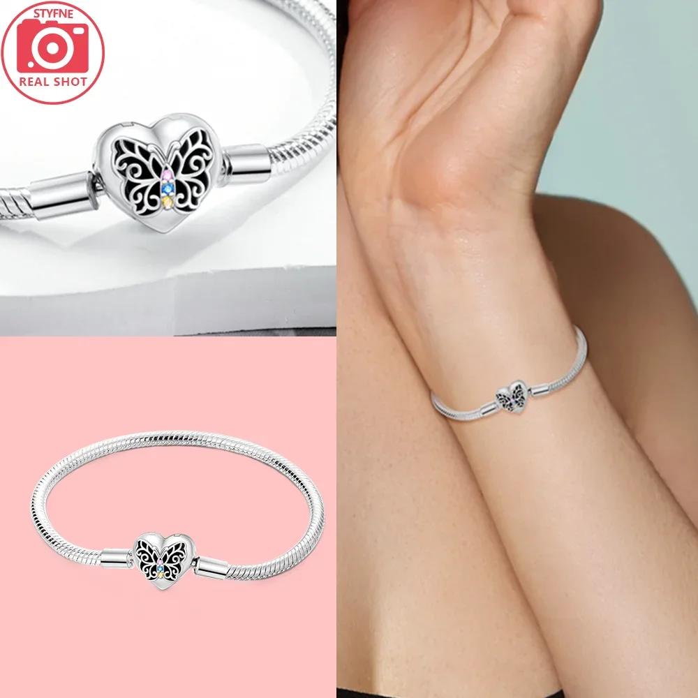 Sliver Bracelets Heart Lucky Eyes Bracelets Female Anniversary Party Fine Bracelets Bangles Jewellery Gifts for Women