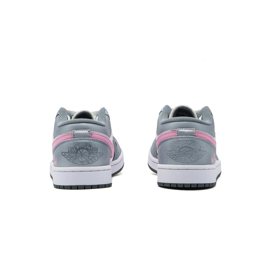 Jordan Air Jordan 1 Abrasion Resistant Low top Vintage Basketball Shoes Unisex Silver Pink 553558-152(Team500-)