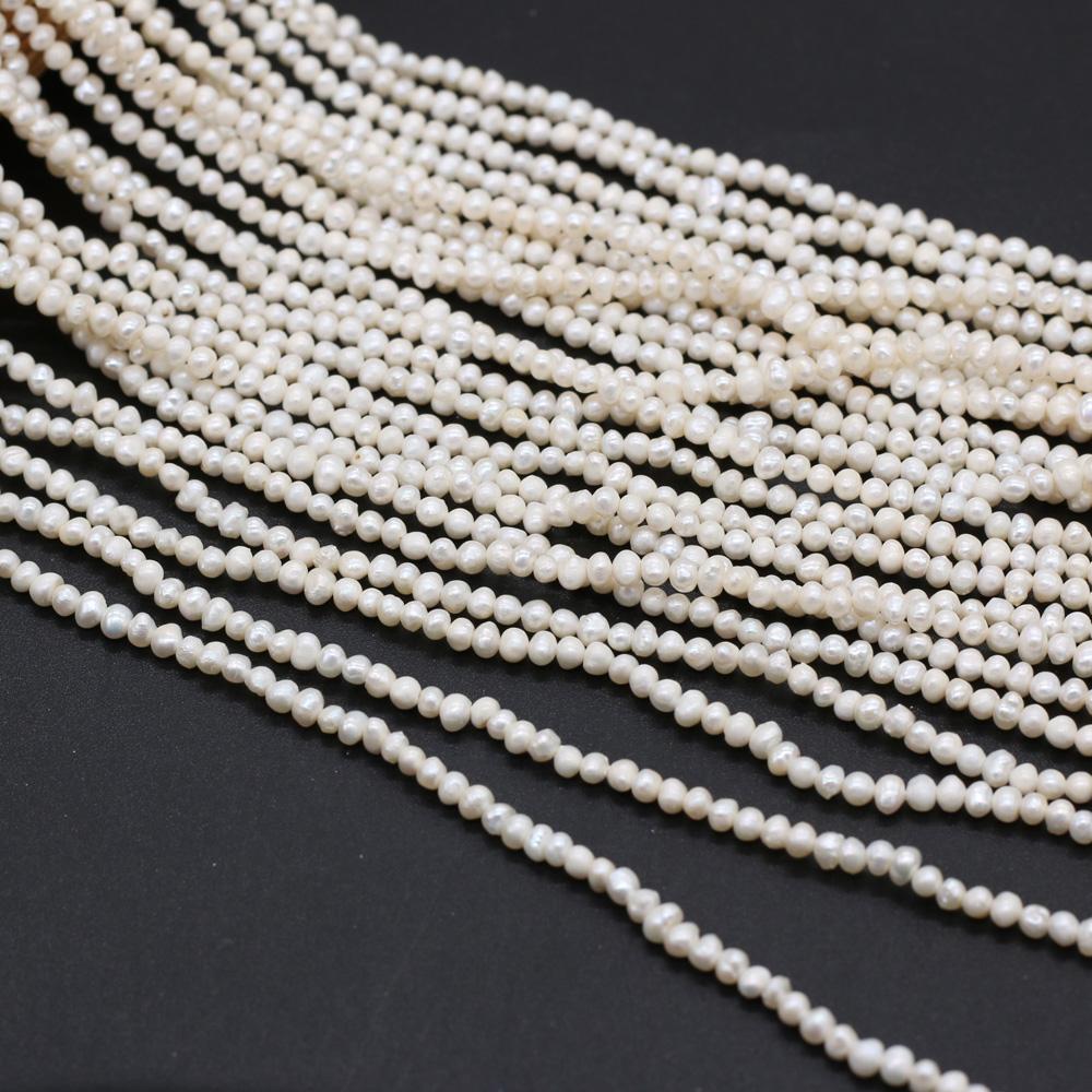 1String, Potato Shape Pearls, 2-3 mm, White Natural Freshwater Pearl Beads for Jewelry Making DIY Supplies, Women's Craft Gifts 36cm