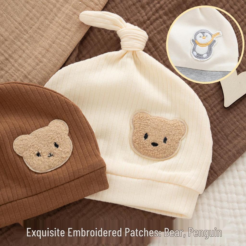 Unisex Yenidoğan Bebek Şapkası, 0-3 Ay, Saf Pamuk, Yumuşak, Çift Katmanlı, Sonbahar/Kış için İdeal