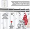 GAEChristmas Shower Curtain, Red Gnomes Xmas Tree Snowflake Winter Holiday Bathroom Decor Polyester Fabric Waterproof Bath Cur