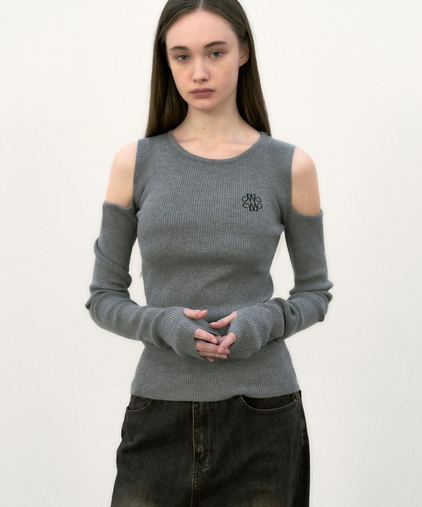 Nigaennikol Nicole Warmer Ribbed Off Shoulder Knit_Deep Gray