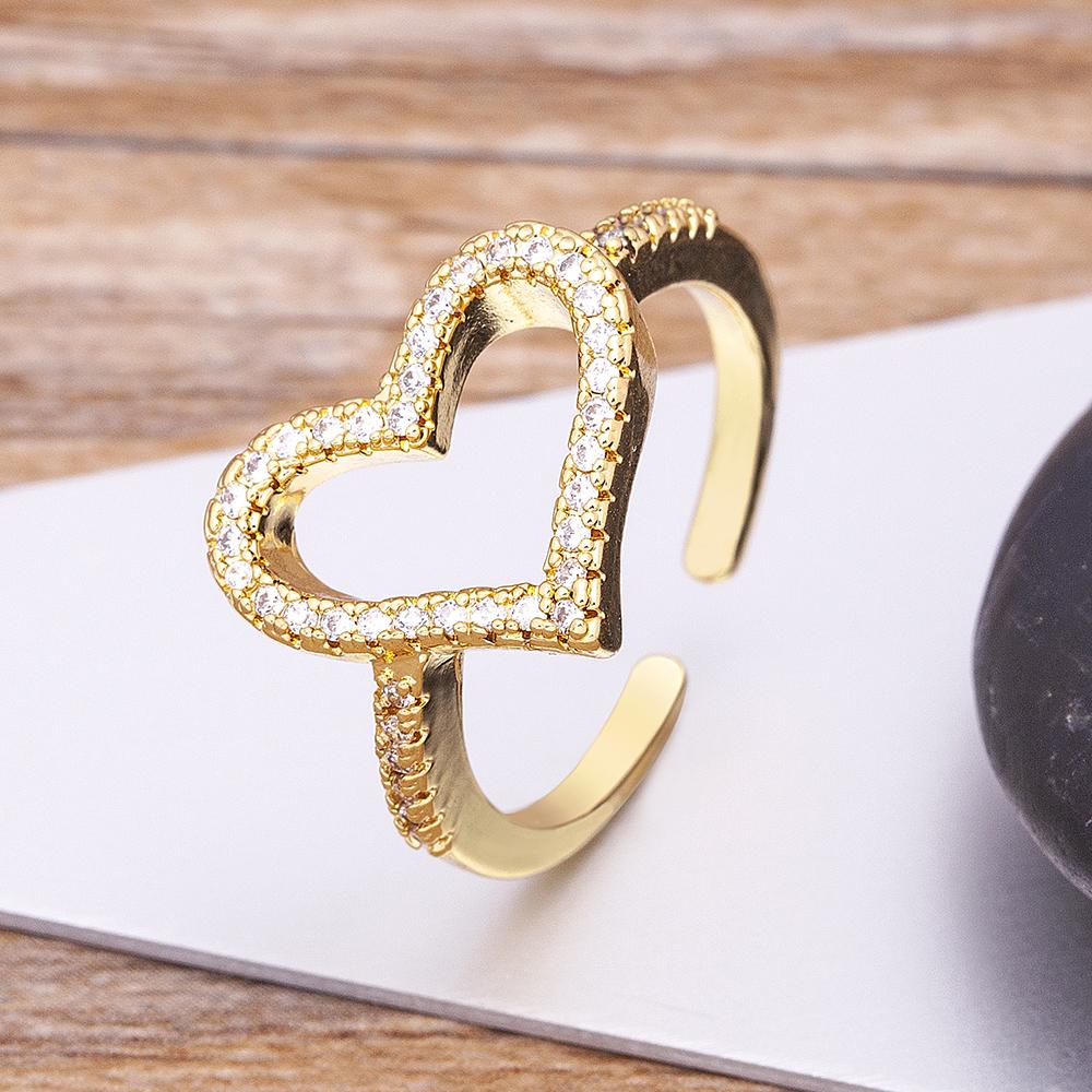 Nidin Fashion Open Adjustable Ring For Women Female Cute Finger Rings Romantic Birthday Gift Girlfriend Shiny Zircon Jewelry