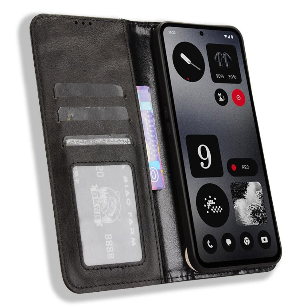 

For Nothing CMF Phone 1 Stand Case Retro PU Leather Wallet Phone Cover Brown