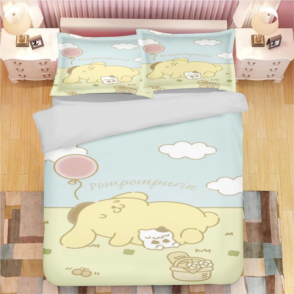 MINISO Pompompurin Dog Quilt Cover Children Cartoon Duvet Animation Printed Comforter Polyester Bedding Twin Size Gift