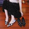 Fashion Women Sexy Pointed Toe Shoes Luxury Crystal Bow Sandals Dress Party New 2025 Designer Summer Loafers Buckle Shallow Zapatillas