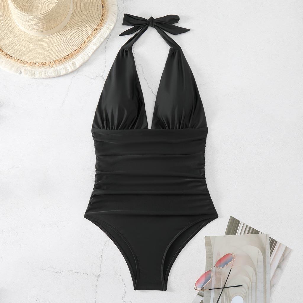 Women’s Printed Halter Monokini Bathing Suit One-Piece Padded Swimsuit, Backless Bikini Swimwear